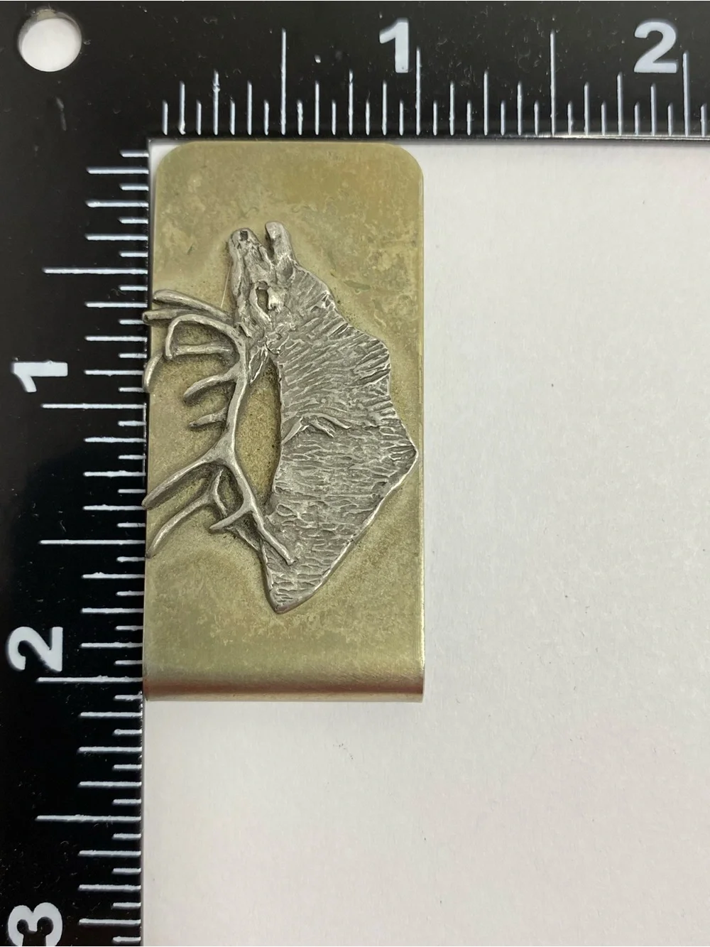 Vintage Elk Deer Money Clip Silver Tone Brass Tone Hunting Wildlife Accessory